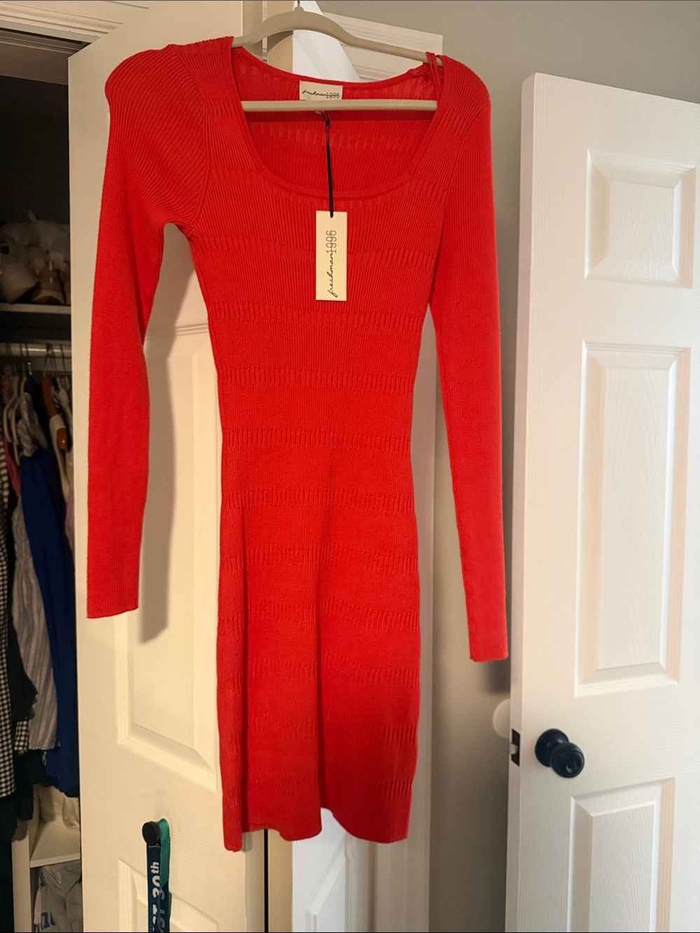 Formative 1996 Red Long-Sleeve Ribbed Knit Dress